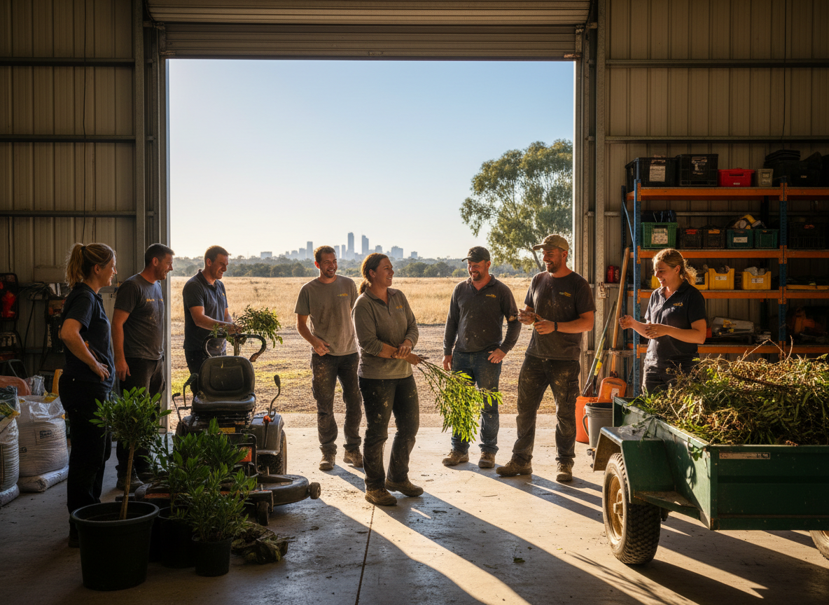 The All Outdoor and Landscapes Perth team at work in Perth